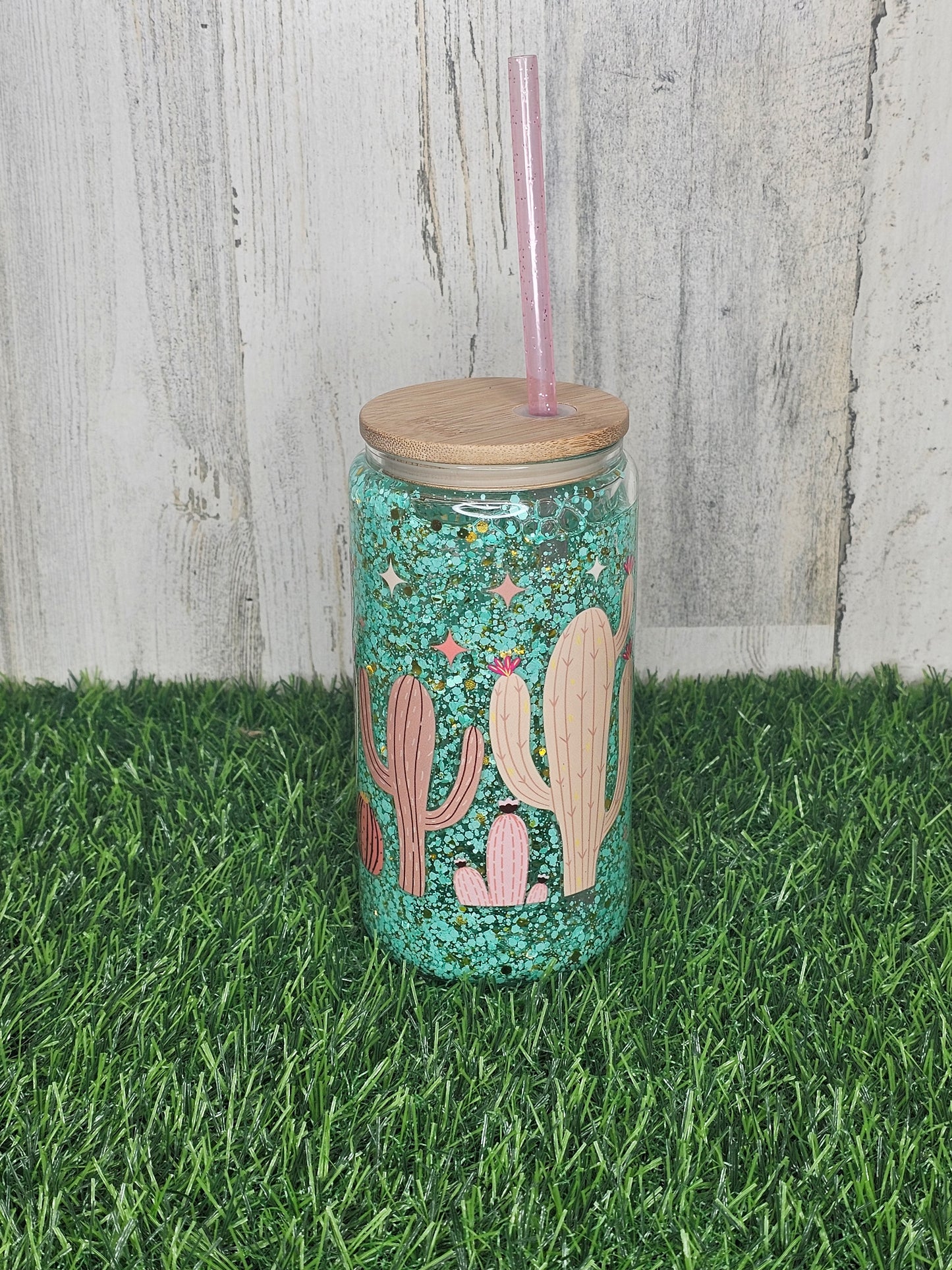 Pink 🌵 snowglobe cup