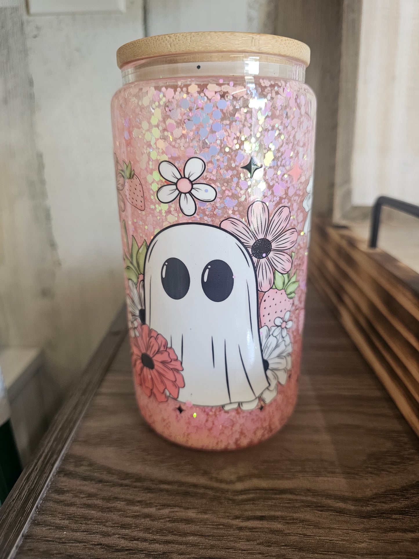 Pink ghost snowglobe