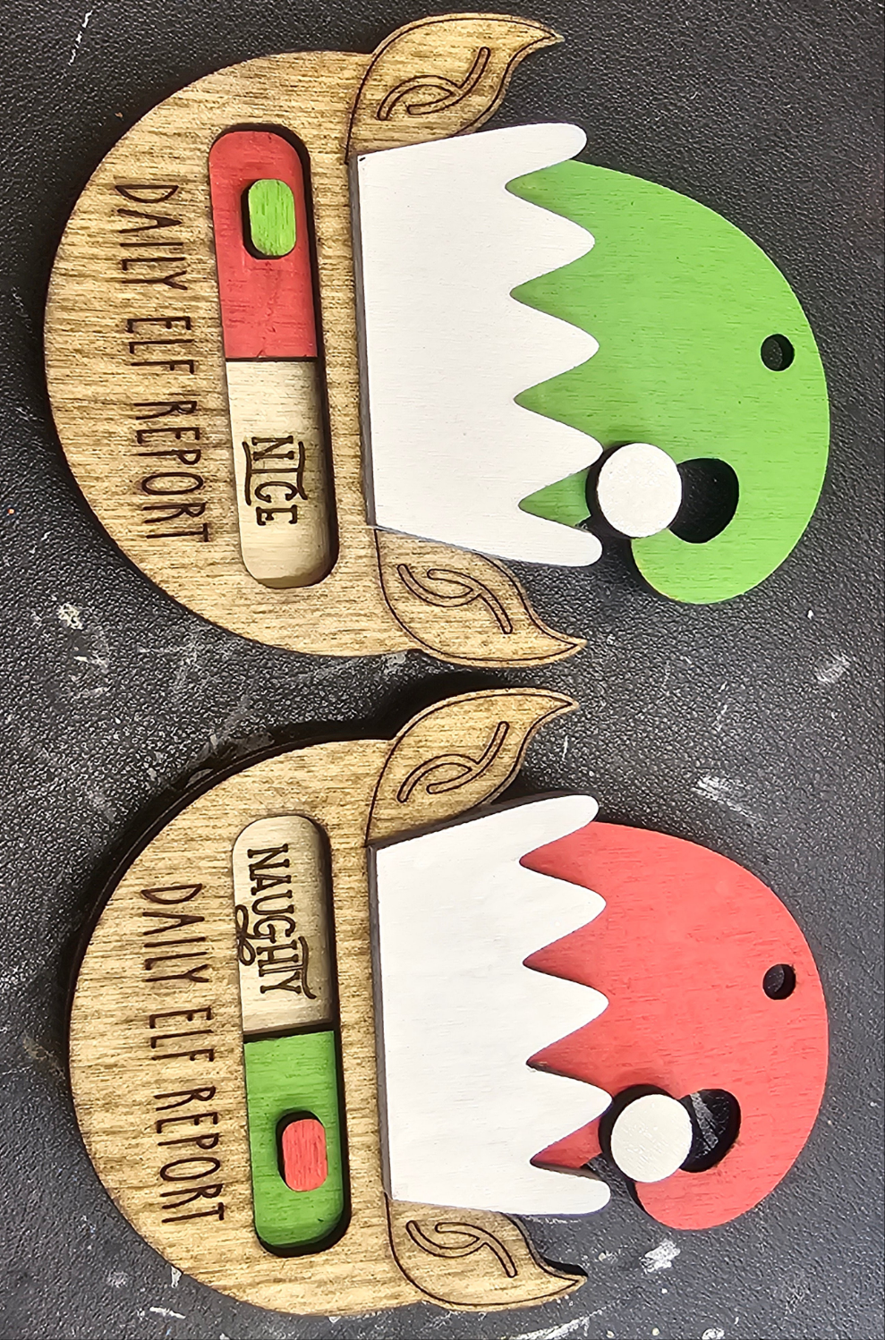 Naughty or nice elf ornament