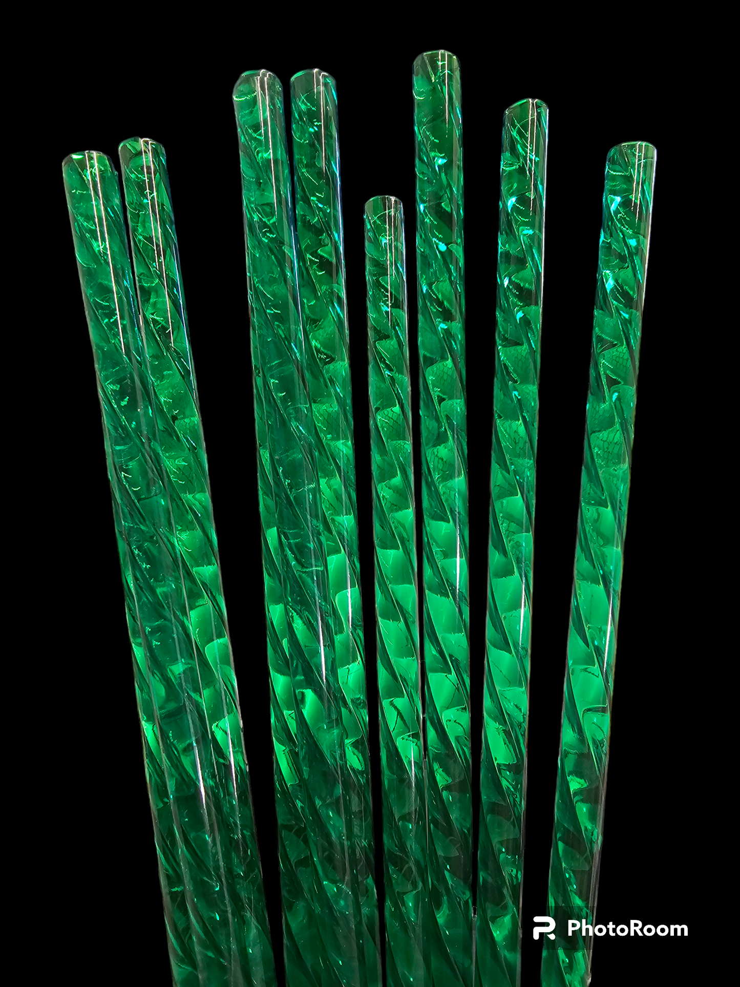 Emerald green spiral straws