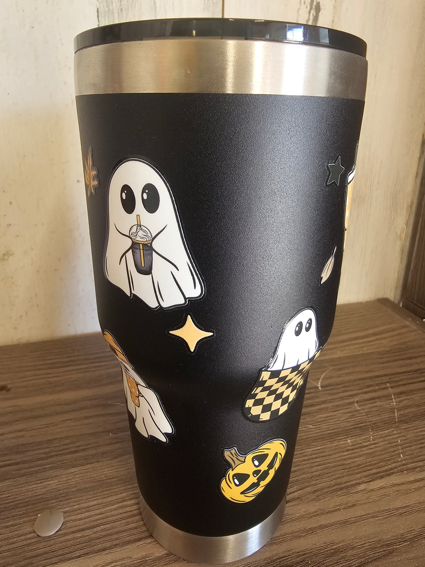 Black ghost with coffee insulated tumbler