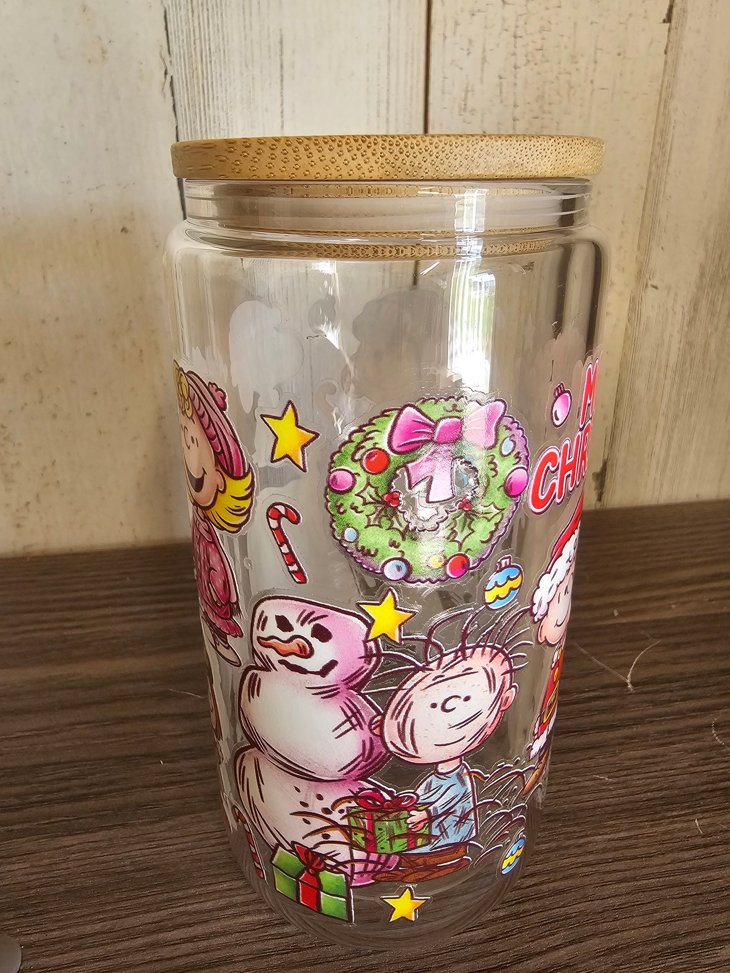 Snoopy Christmas glass cup