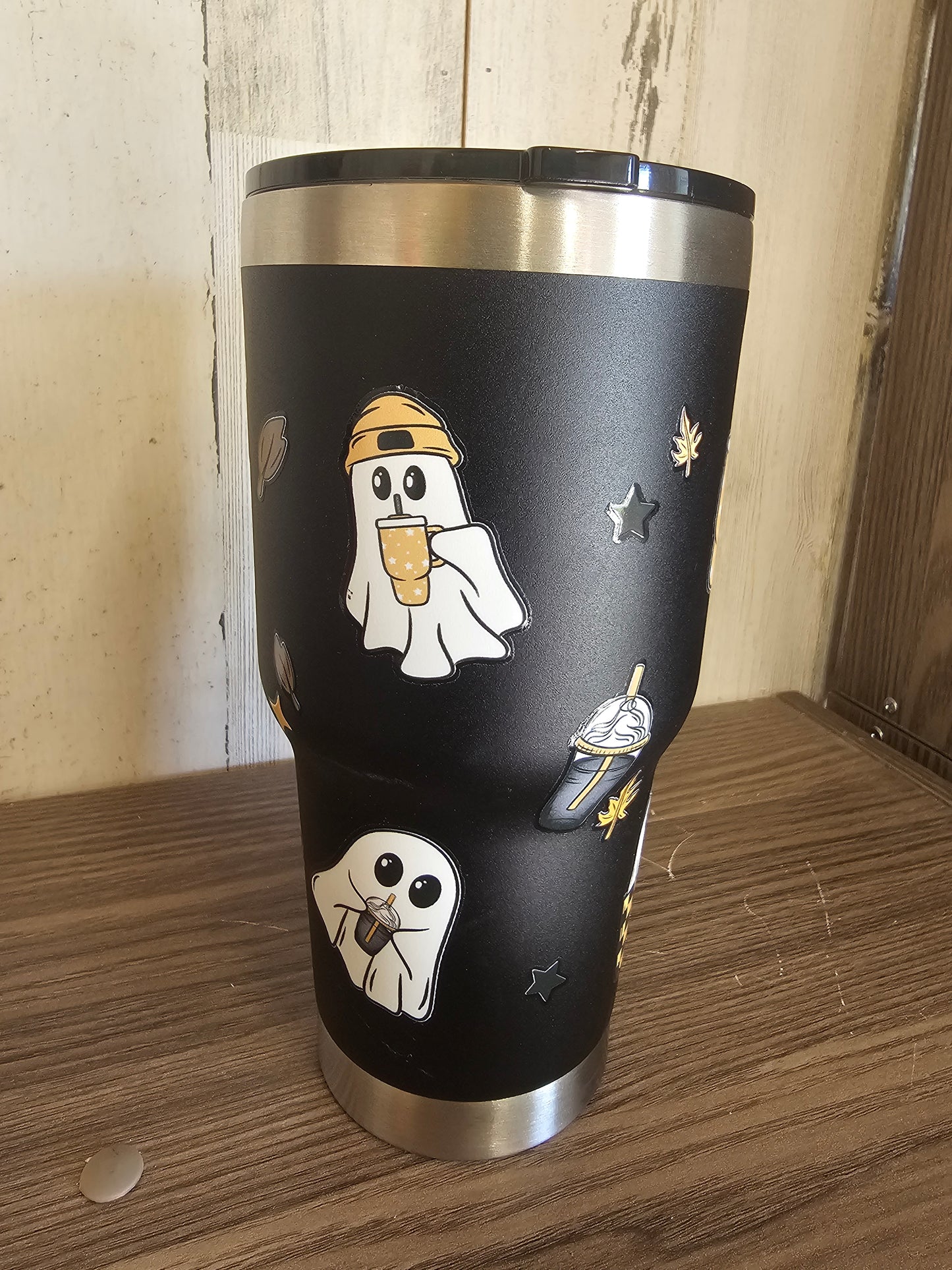 Black ghost with coffee insulated tumbler