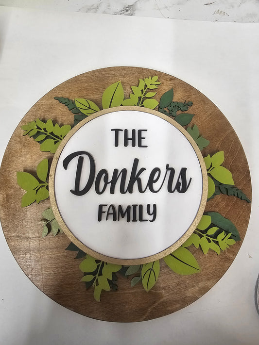 Wooden family sign